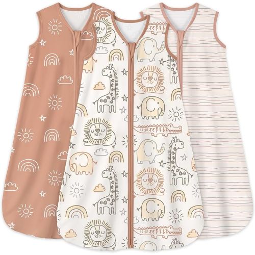 Yoofoss Baby Sleep Sack 0-6 Months 0.5 Tog Wearable Blanket for Baby, 3 Pack 100% Organic Cotton Infant Toddler Sleeping Sack 2-Way Zipper Lightweight Sleep Sack