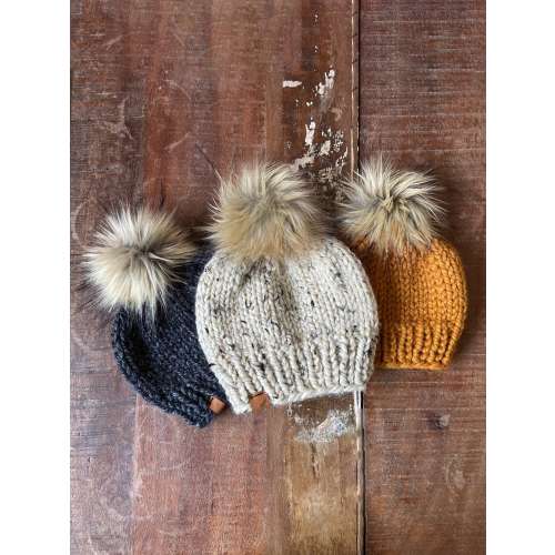 Chunky Knit Baby Beanie: Wool-Blend Pom Pom Winter Hat