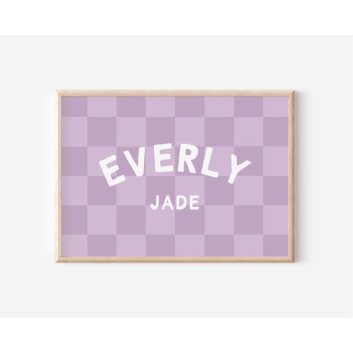 Personalized Name Sign Downloadable Print, Nursery Name Decor, Kids Room, Checkerboard Neutral Wall Decor, Kids Wall Art, Printable