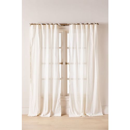 Cotton Dobby Striped Sheer Tie-Top Curtain