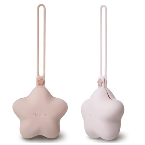 Moonkie Silicone Pacifier Holder Case, Cute Portable Pacifier Storage Case, 2 Pack