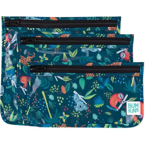 Bumkins Travel Bag, Toiletry, Baby, TSA Approved Pouch, Zip Bag, Quart Size Compliant, Clear-Sided, Diaper Bag Organization, Makeup, Accessories, Set of 3