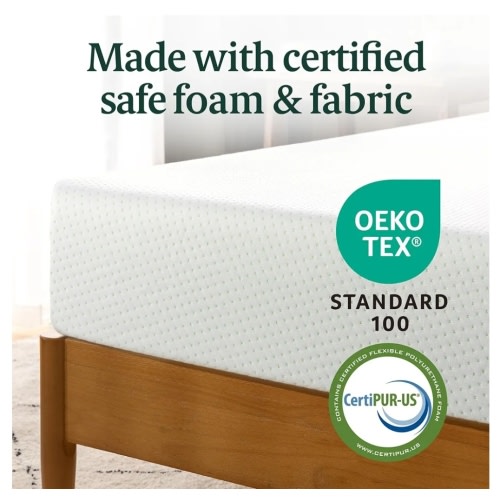 Toddler Floor Bed: ZINUS 6 Inch Full Green Tea Memory Foam Mattress [New Version], Fiberglass free, Medium Firm Feel, Zoned Pressure Relief, Certified Safe Foams & Fabric, Mattress in A Box