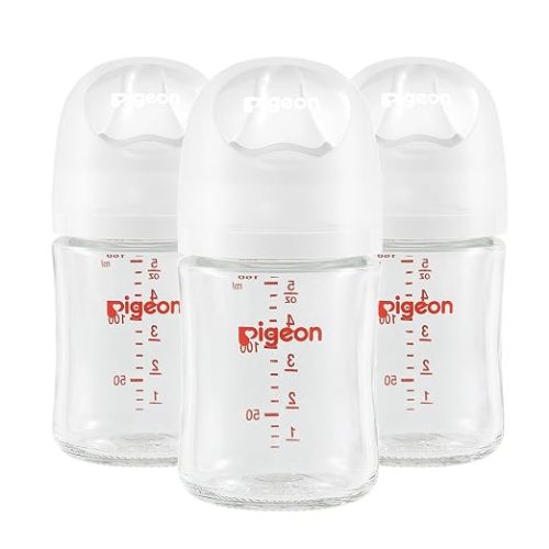 Pigeon Glass Baby Bottles Wide Neck, 5.4 Oz, Pack of 3