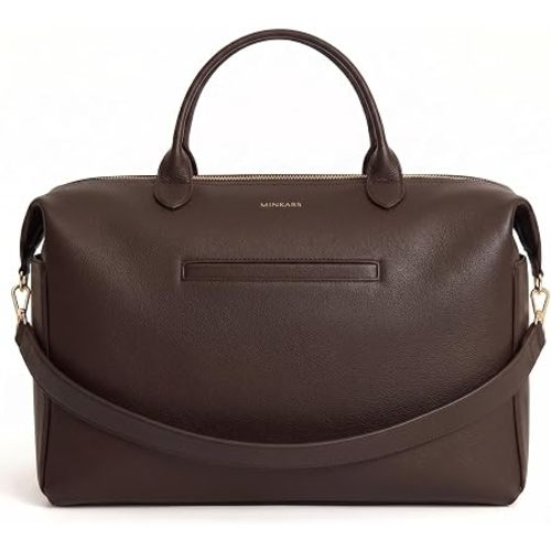 MINKARS Modern Diaper Bag (Maple) - Convertible Tote to Backpack - Microfiber Vegan Leather Hospital Bag for Parents