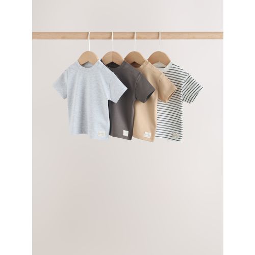 Mono/Neutral Short Sleeve Baby T-Shirts 4 Pack (0mths-2yrs)