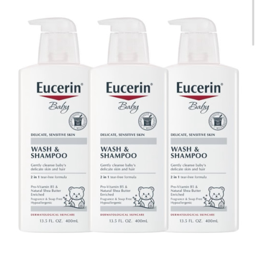 Amazon.com : Eucerin Baby Unscented Baby Shampoo and Body Wash, Hypoallergenic, Tear Free Shampoo and Wash with Pro-Vitamin B5 and Shea Butter, 13.5 Fl Oz Bottle 3 pack