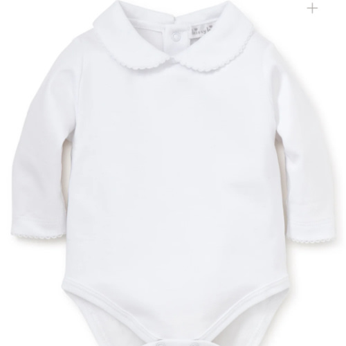 White Kissy Basics L/S Bebe Collar Bodysuit