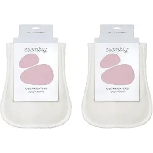 Esembly Overnighters – Organic Cotton Cloth Diaper Booster Inserts with Stay-Dry Fleece – Reusable Nighttime Absorbency Doublers for Heavy Wetters – One Size, Pack of 4