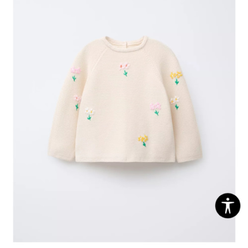 EMBROIDERED FLORAL LINKS KNIT SWEATER - Vanilla | ZARA United States