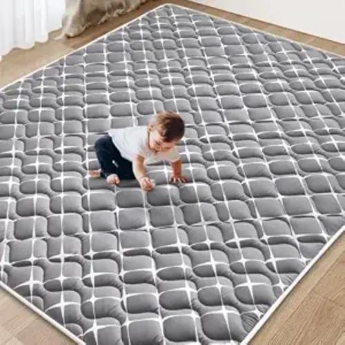 Baby Play Mat - 71" X 59",Premium Thicker Foam One-Piece Machine Washable, Extra Large Anti-Slip Soft Cushioning Foam Playmats for Babies and Toddlers, Foldable Baby Crawling Mat for Playpen