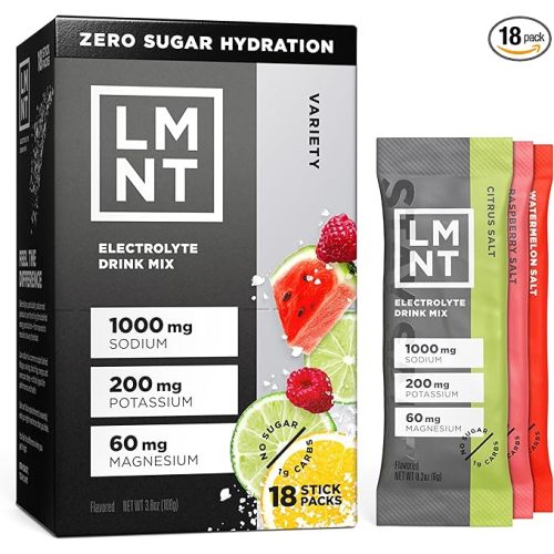 LMNT Zero Sugar Electrolytes - Variety Pack Bundle | Drink Mix | 18-Count