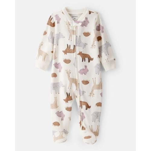 Baby Girl Fox Print 100% Cotton Long-Sleeve Sleep & Play Pajamas - Ivory | Carter's