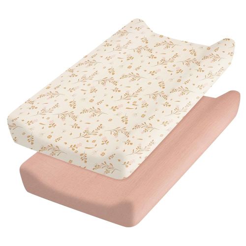 2 Pcs Changing Pad Cover, Soft Changing Pad Sheets, Changing Table Pad Cover, Cotton Fitted Diaper Changing Table Cover Set, Baby Diaper Change Table Pad Covers, 32x16x3.15in (Style 1)