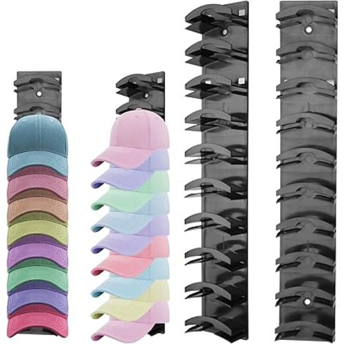 Hat Organizer for Baseball Caps|Holds 20 Hats|Space-Saving Rack for Door/Wardrobe to Organize Collections& Reduce Clutter|Easy Access & Attractive Display|Excellent Gift for Hat Lovers(2PCSBlack)