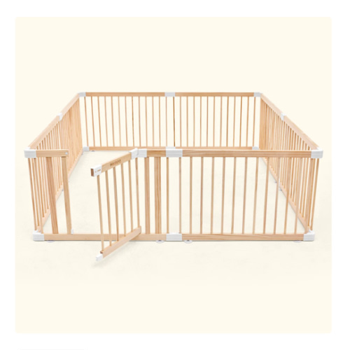 HARPPA Wooden Baby Gate Playpen | Non-Toxic Foldable DIY Adjustable Play Yard for Infants & Toddlers – Natural Finish Baby Fence for Small & Large Spaces