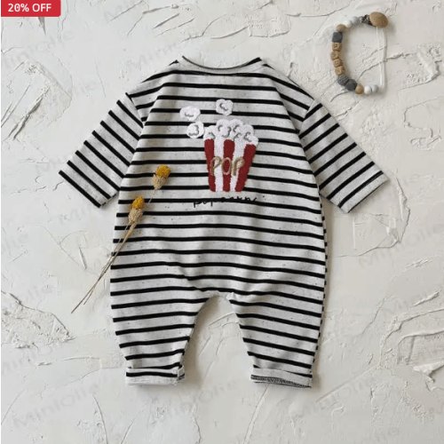 Baby Stripe Food Applique Onesie