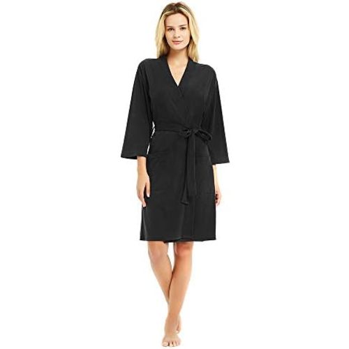 U2SKIIN Womens Robes, 100% Cotton Lightweight Robes 3/4 Sleeves Kimono Knit Soft Loungewear Short Bathrobe