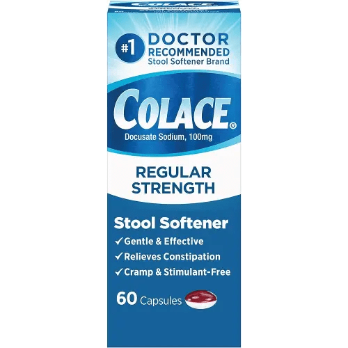 Colace Regular Strength Stool Softener 100 mg Capsules 60 Count Docusate Sodium Stool Softener for Gentle Dependable Relief