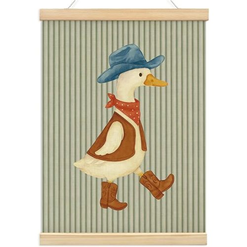 KDHTY Western Nursery Decor Wall Art,Cowboy Nursery Decor for Baby Boy Room Bedroom Playroom,Funny Country Cowboy Goose Wall Decor Western Room Decor for Kids Boys Room Bedroom Playroom,12x16 Inch