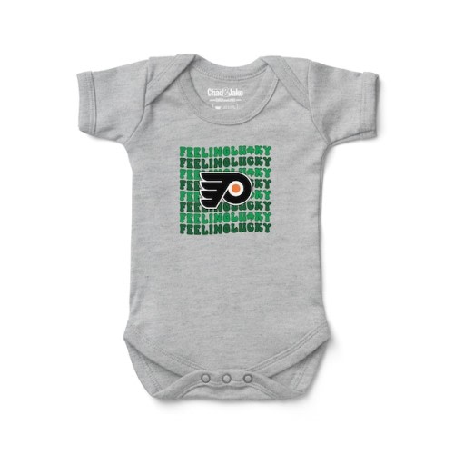 Philadelphia Flyers Chad & Jake Newborn Feeling Lucky Bodysuit - Heather Gray