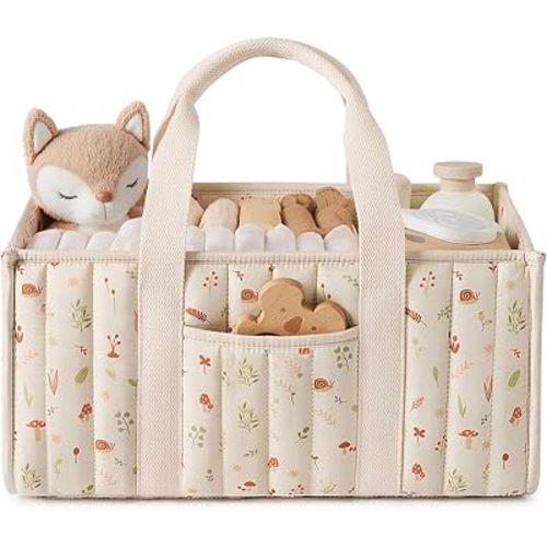 Diaper Caddy Organizer,Cute Floral Nursery Storage Basket,Soft Portable Changing Table Car Caddy Organizer Gift (Floral I)