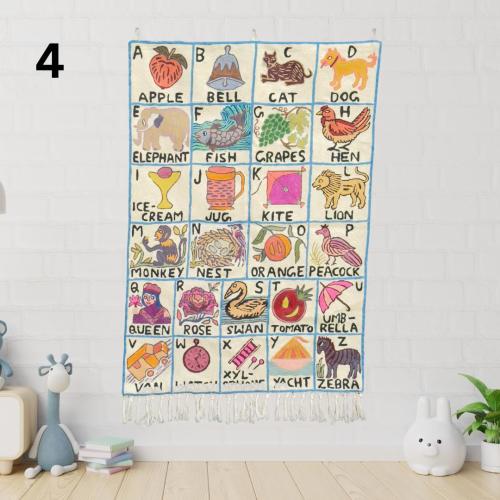 Handmade Alphabet Tapestry Wall Hanging with Animal Embroidery: ABC Nursery Decor | Alphabet Poster for Kids Bedroom