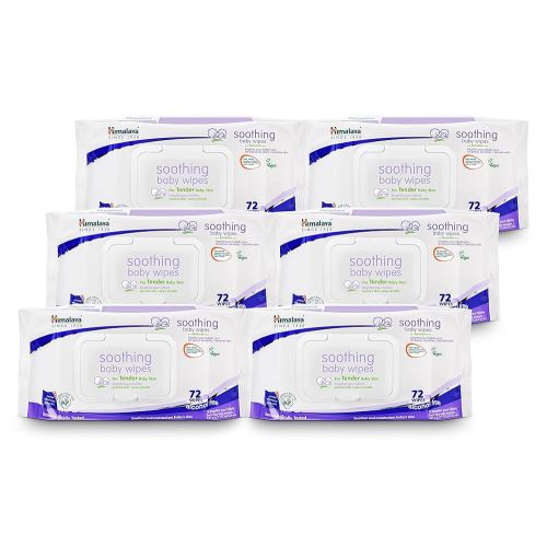 Himalaya Soothing Baby Calming Wipes for Soft, Clean, and Sensitive Skin, 72 wipes, 6 pack