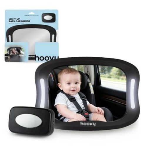 Hoovy Light Up Baby Car Back Seat Mirror with Remote Control - Black
