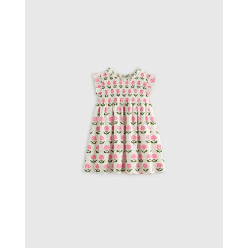 Poplin Smocked Flutter Sleeve Dress (6-9M)