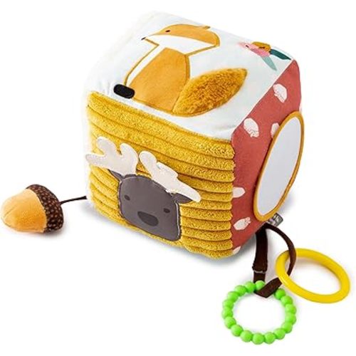 Little Big Friends Multi-Texture Soft Activity Cube for Fine Motor Skills and Cognitive Growth | Montessori Developmental Toy | Sensory Play Cube | Forest