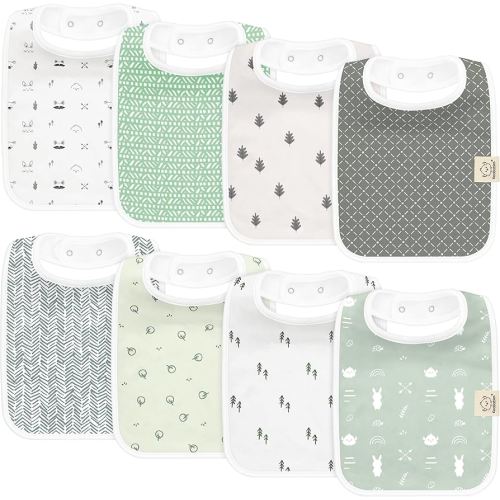 KeaBabies 8-Pack Organic Baby Bibs for Boys, Girls - Super Absorbent Cotton Drool Bibs for Baby Girl & Boy, Teething Toddler, Drooling Newborn, Ultra Soft & Machine Washable (Nordic)