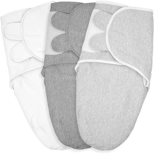 Baby Swaddle Sacks, 3-Pack Newborn Organic Cotton Swaddle Wrap, Adjustable Swaddle Blankets, Nursery Swaddling Essentials for Newborn 0-3 Months, Infant Shower Items Gift