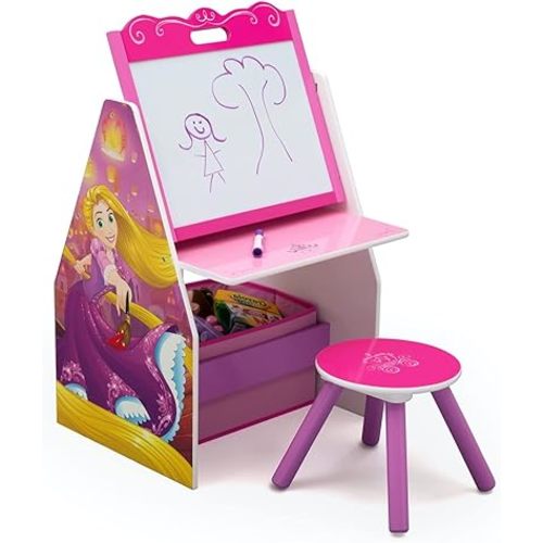 Delta Children Activity Center with Easel Desk, Stool and Toy Organizer, Disney Princess