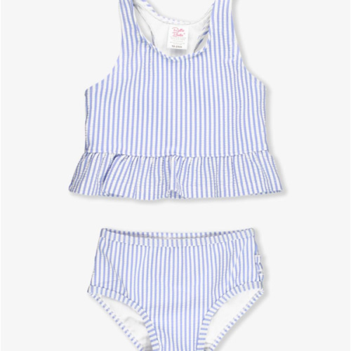 Seersucker Peplum Tankini 2-Piece Swimsuit, with Signature Rear Ruffles