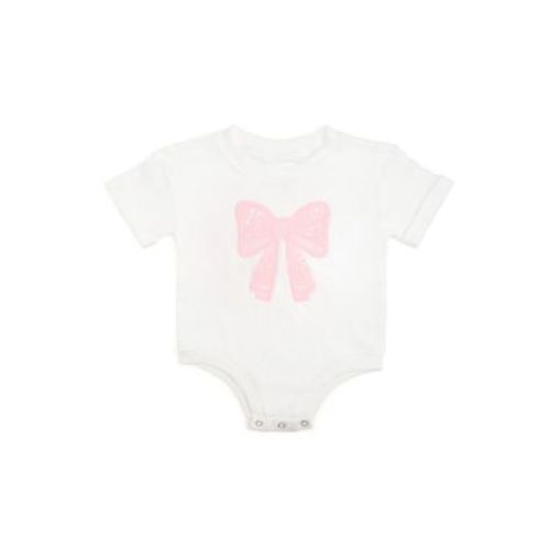 Girls' Lace Bow Puff Ink Short Sleeve Romper - Baby