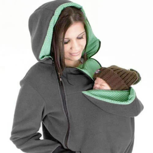 Momyknows Polka Dot Multifunction Breast-feeding Kangaroo Casual Pregnant Maternity Hooded Sweatshirt