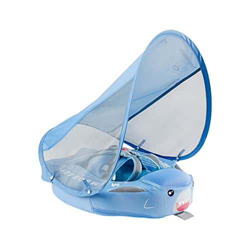 Mambobaby Baby Swim Float with Canopy & Tail Infant Pool Float Non-Inflatable Toddler Swim Float with Skin-Friendly Material for 3-24 Months Baby Boys Grils
