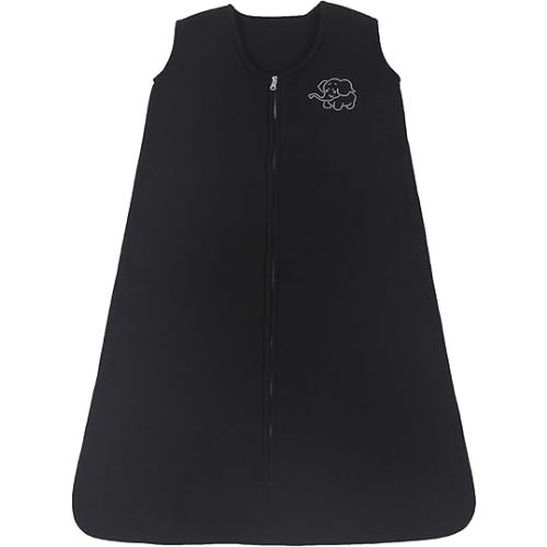 Belsden Micro-Fleece Baby Wearable Blanket 6-12M, Ultra Soft Cozy Safe Baby Sleep Bag and Sack Tog 1, Fit Infants Baby Boys Girls, Black, Medium