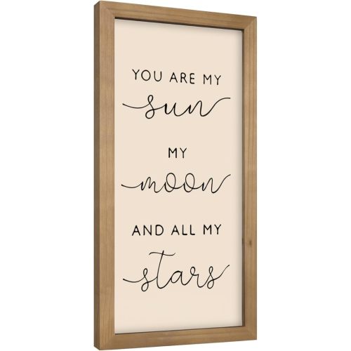 pechpell 11.8×5.9 In Nursery Wall Art, Wooden Sign Baby Room Wall Decor, You are My Sun Moon and Star Rustic Space Themed Kids Girl Boy Teen Room Bedroom Playroom Farmhouse Decorations for Home