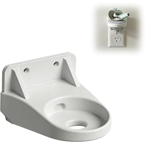 Wall Mount for Owlet Smart Sock Base Station, Secure Screw-Attached Outlet Holder, Integrated Cord Management Pouch, Nursery Organizer for Baby Monitor