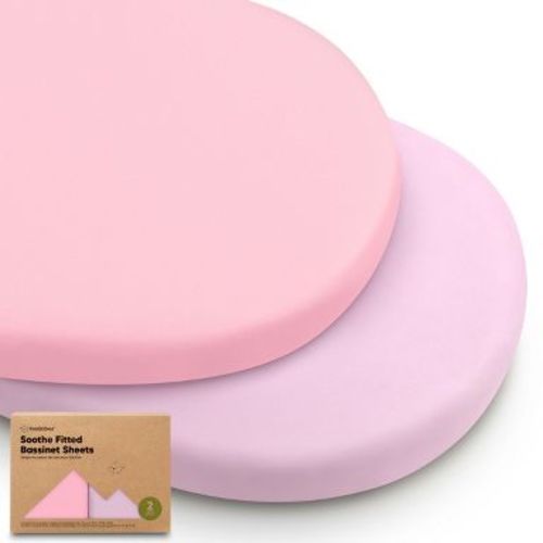 KeaBabies Organic Bassinet Sheet for Baby Girls, Boys, 2-Pack Soothe Bassinet Fitted Sheets, Bedside Bassinet Mattress Sheet (Cotton Candy)