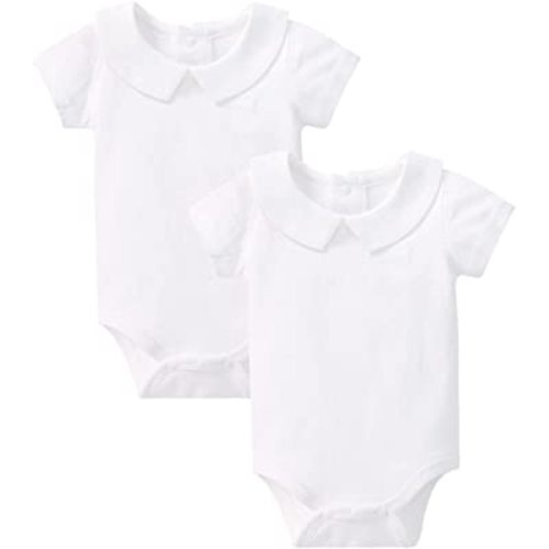 pureborn Baby Romper Bodysuits 2-Pack Unisex Soft Cotton One-Piece Outfit for Infant Boys Girls 0-24 Months