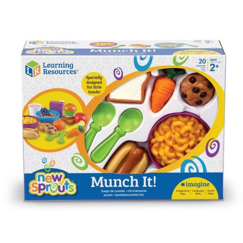 Learning Resources New Sprouts Munch It: Play Food Set for Creative Pretend Play, 20-Piece Toy Kitchen Accessories