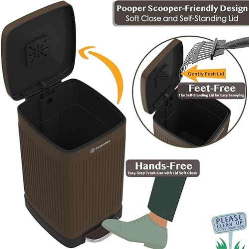 Outside Trash Can Odor Control, 5.3 Gallon Large Dog Waste Trash Can with Lid, Waterproof Poop Disposal Bin Outdoor Garbage Can, Activated Carbon Pet Waste Station Container Backyard