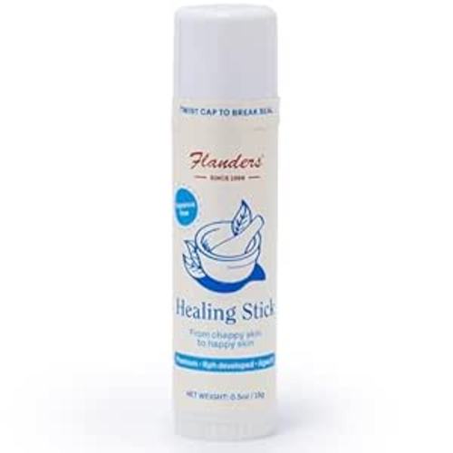 Flanders Healing Balm Stick - Safe for All Ages, Irritated Skin & Lips, Nipple Balm, Drool Rash, Raw Cuticles, Windburned Cheeks, Nostrils, Unscented (0.5oz)