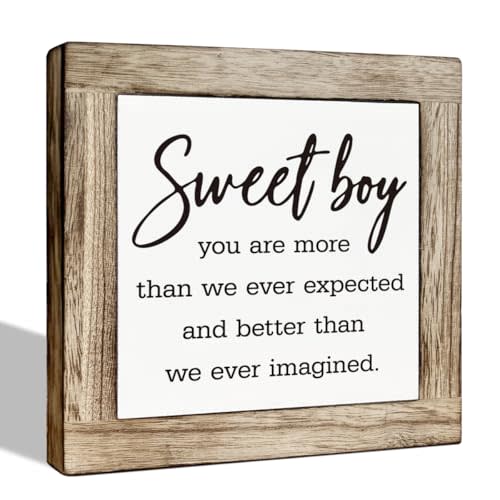 Farmhouse Sweet Boy Wooden Box Plaque, Freestanding Nursery Decor for Son's Room, Decorative Desk Sign, Shelf Decoration, Birthday Gift