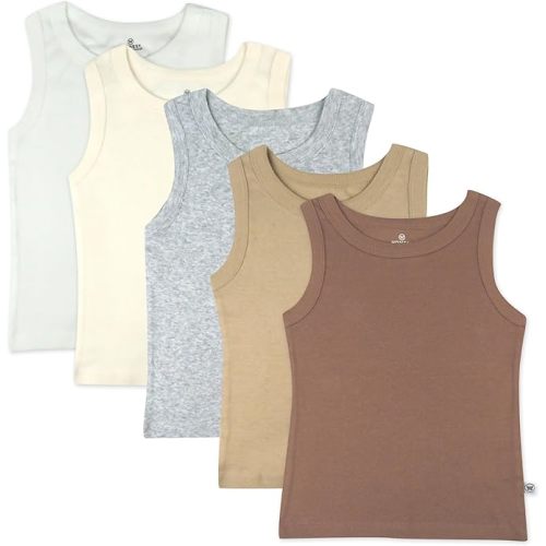 HonestBaby Unisex-Baby Sleeveless Muscle T-Shirts 100% Organic Cotton for Infant Baby and Toddler Boys, Girls