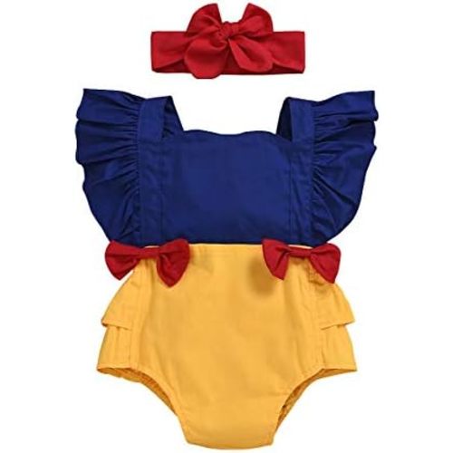 One opening Newborn Baby Girl Princess Ruffles Bodysuits Rompers Backless Patchwork Baby Girl Summer Clothes+Headband