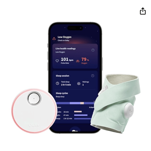 Owlet Dream Sock® - FDA-Cleared Smart Baby Monitor - Track Live Pulse (Heart) Rate, Oxygen in Infants - Receive Notifications - Mint